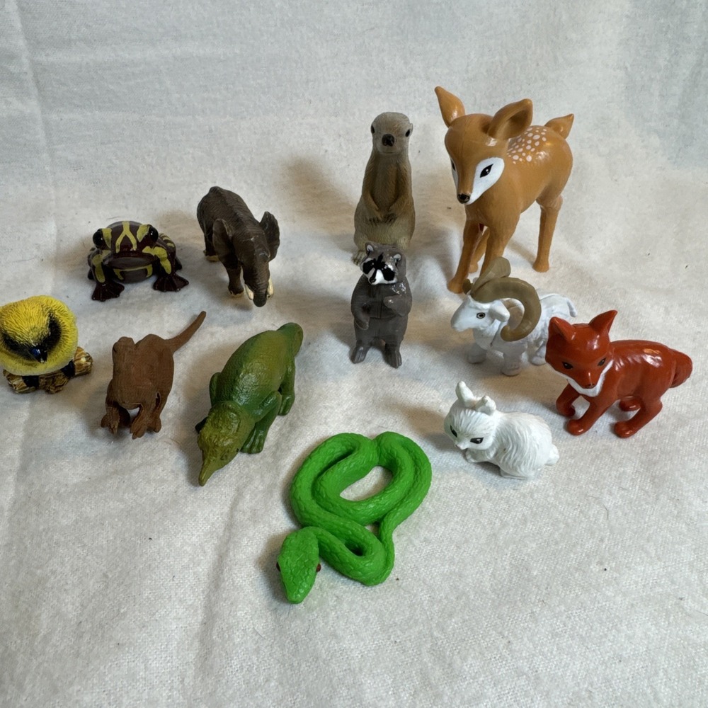 Yowie & Others Animals Lot Of 12 Hippo Elephant Frog Bird Chameleon Fox Deer Ram